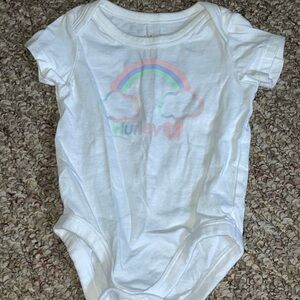Hurley White Onesie with Pastel Rainbow size 6 Months